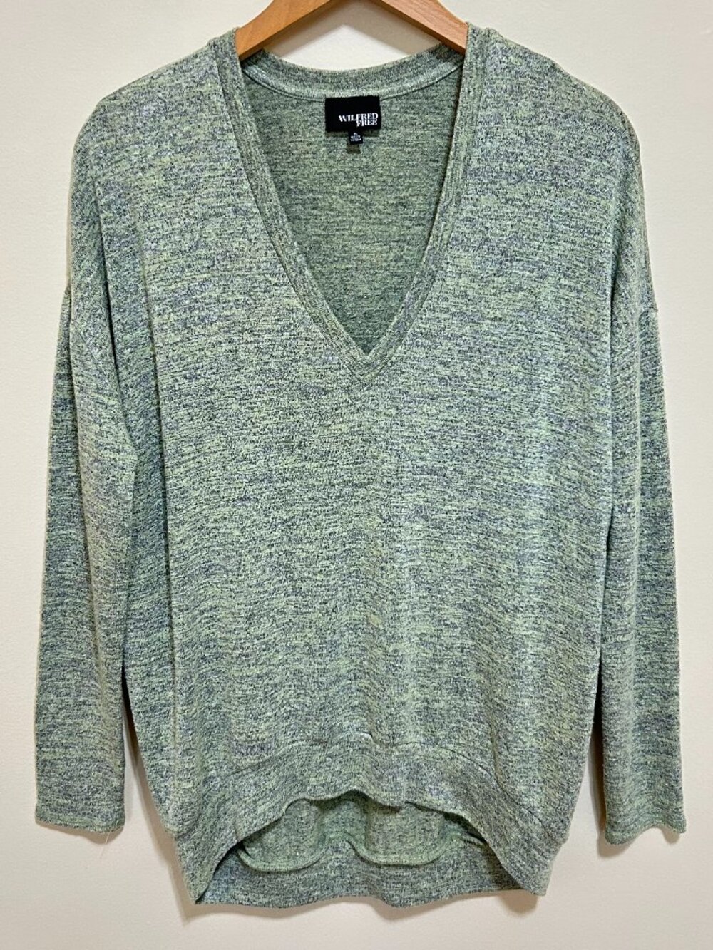 Wilfred Free Oversized V-Neck Sweater Heathered Lime Green and Grey Size XS